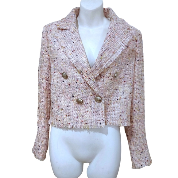 Aqua pink raw hemline jacket. Sz.S - Picture 3 of 14